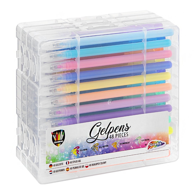 Stylos gel 48 pièces (Glitter/Neon/Metallic/Pastel)