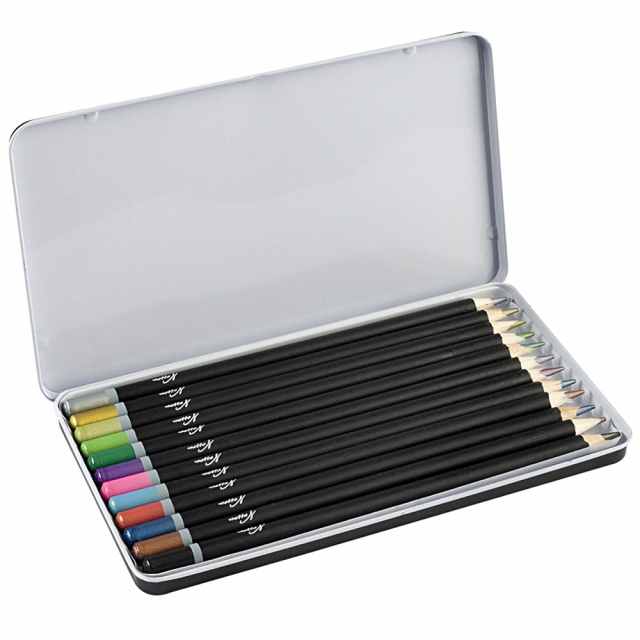 Crayons de couleur métallisés 12 pièces