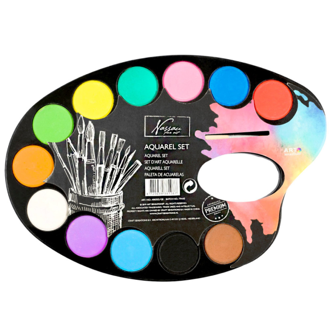Set aquarelle 12 tasses couleurs