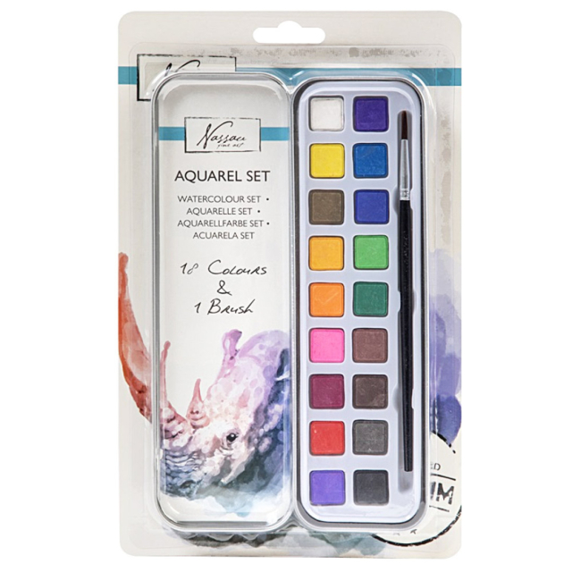 Set de peinture à l'aquarelle 18 couleurs + pinceau