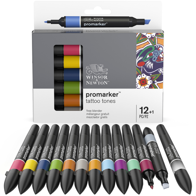 Promarker Lot de 12 + Blender (Tattoo Tones)