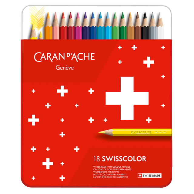 Swisscolor Crayons de couleur 18 pièces
