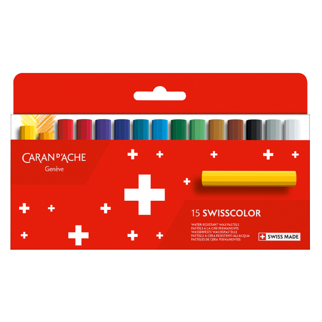 Swisscolor Set de 15 crayons de couleur pastel