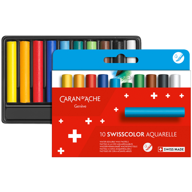 Swisscolor Aquarelle Set de 10 crayons de couleur pastel