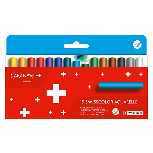 Swisscolor Aquarelle Set de 15 crayons de couleur pastel