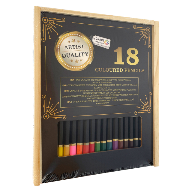 Crayons de couleur Boîte en bois 18-set