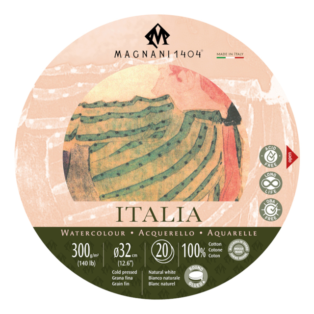 Bloc Aquarelle Rond Italia 100% Coton 300g 32cm 20 Sheets