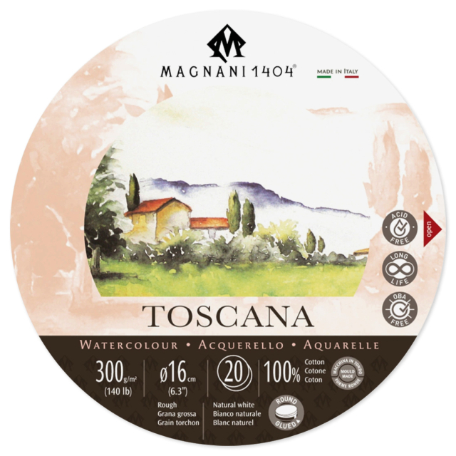 Bloc Aquarelle Rond Toscana 100% Coton 300g 16 cm 20 Sheets