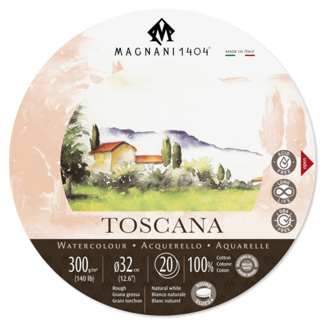 Bloc Aquarelle Rond Toscana 100% Coton 300g 32cm 20 Sheets