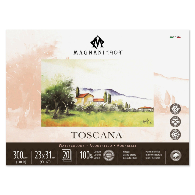 Bloc Aquarelle Toscana 100% Coton 300g Rough 23x31cm 20 Sheets