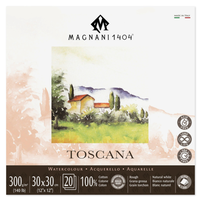 Bloc Aquarelle Toscana 100% Coton 300g Rough 30x30cm 20 Sheets