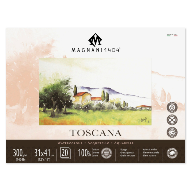 Bloc Aquarelle Toscana 100% Coton 300g Rough 31x41cm 20 Sheets