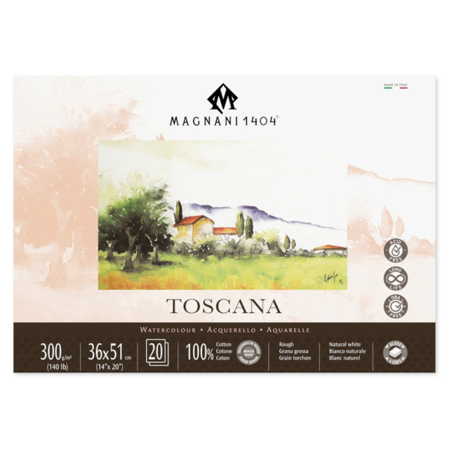 Bloc Aquarelle Toscana 100% Coton 300g Rough 36x51cm 20 Sheets