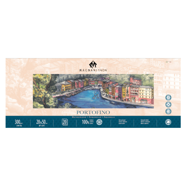Bloc Aquarelle Portofino 100% Coton 300g Satin 20x50cm 20 Sheets
