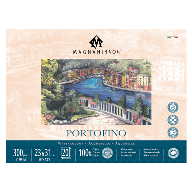 Bloc Aquarelle Portofino 100% Coton 300g Satin 23x31cm 20 Sheets
