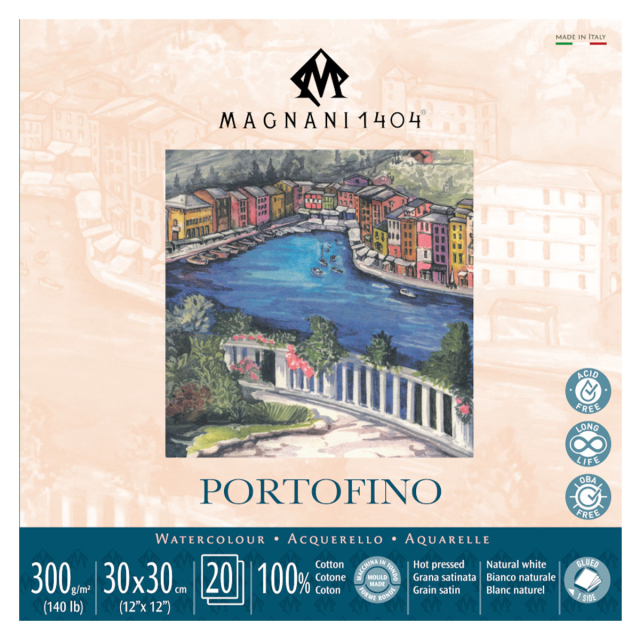 Bloc Aquarelle Portofino 100% Coton 300g Satin 30x30cm 20 Sheets