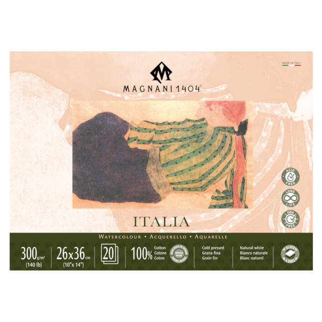 Bloc Aquarelle Italia 100% Coton 300g 26x36cm 20 Sheets