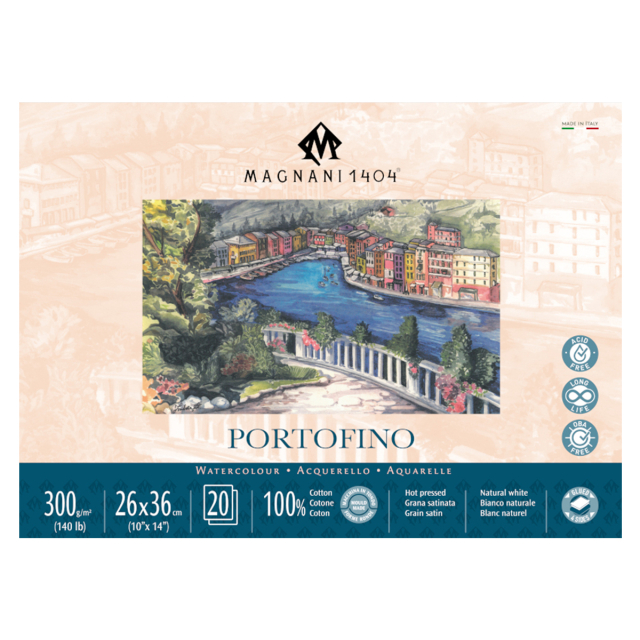 Bloc Aquarelle Portofino 100% Coton 300g 26x36cm 20 Sheets