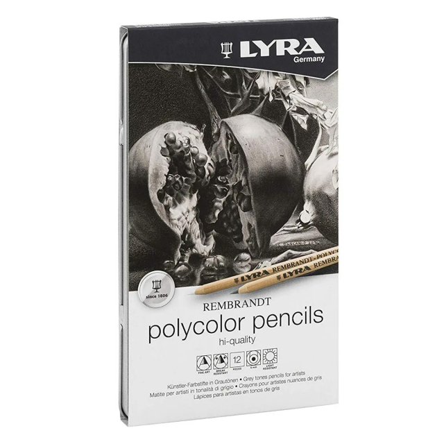 Rembrandt Polycolor Niveaux de gris Ensemble de 12