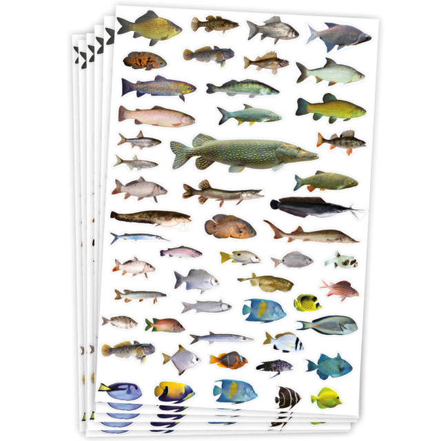 Stickers poissons 6 feuilles 