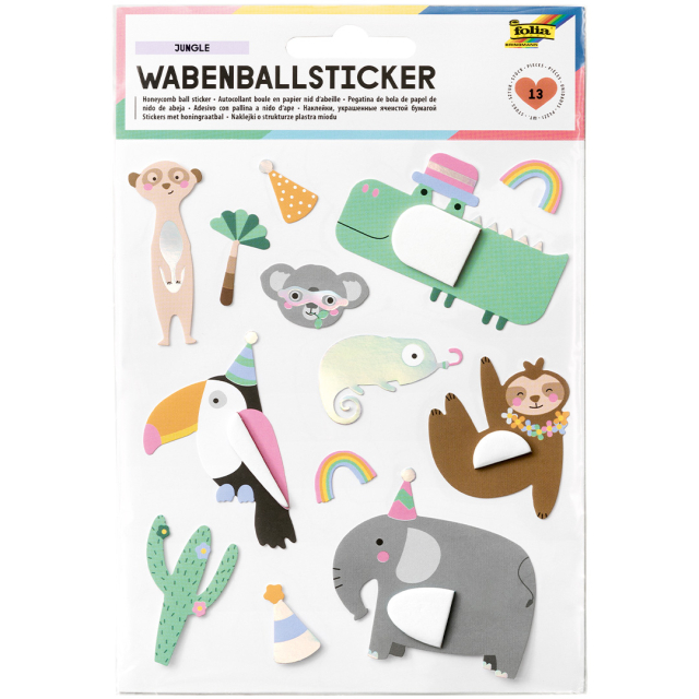 Stickers papier nid d'abeille Jungle 1 feuille