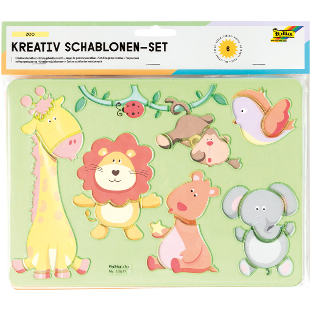 Pochoirs pour enfants Zoo lot de 6
