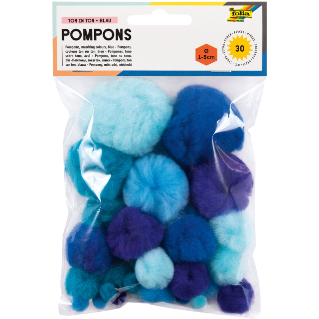 Pompons Bleu lot de 30