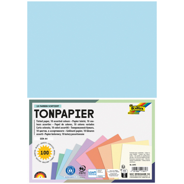 Papier coloré Pastel A4 100 feuilles