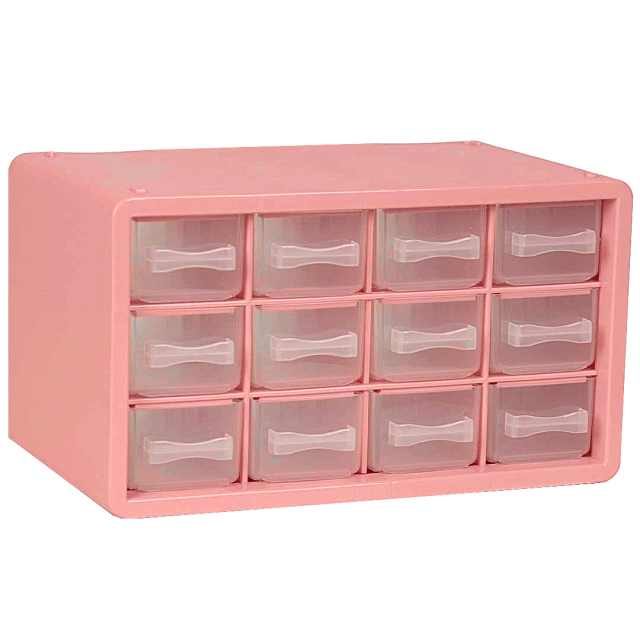 Coffre de rangement à 12 compartiments Dusty Rose