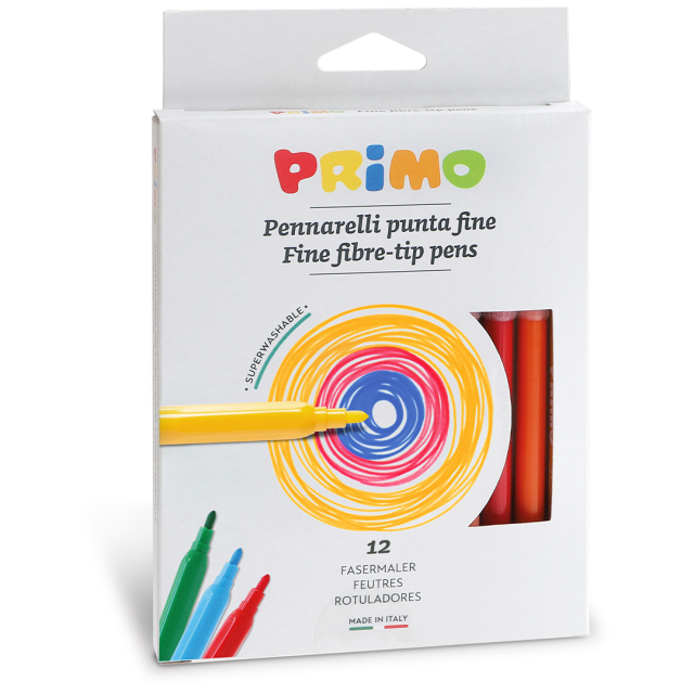 Feutres à pointe fibre Fine Ensemble de 12 (3 ans+)