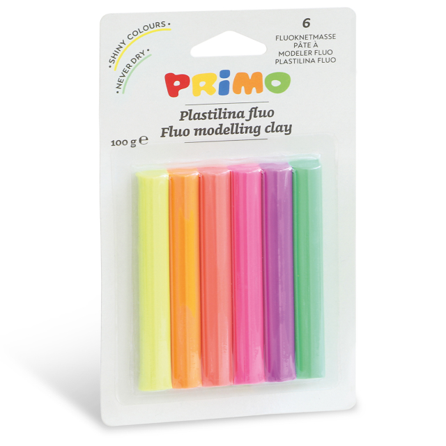 Plastilina Fluo Pâte à modeler Ensemble de 6 18g