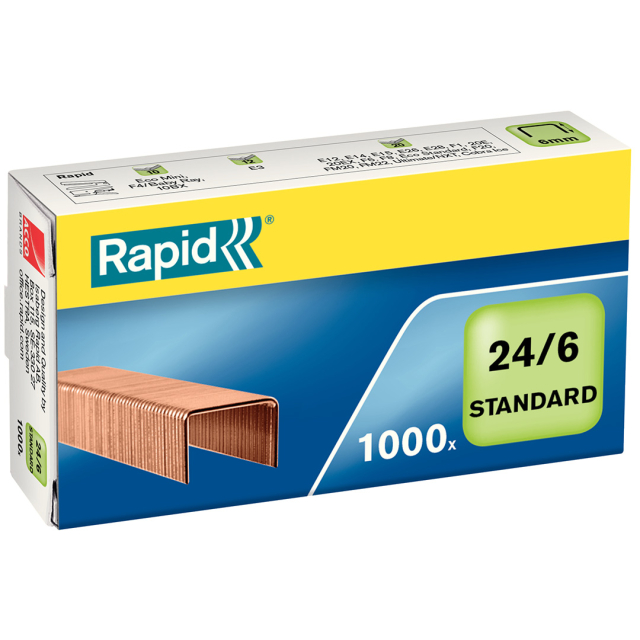 Agrafes Standard 24/6 cuivre 1000 pièces