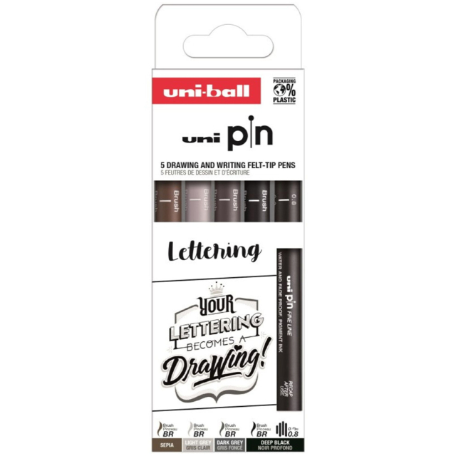 Pin Fine Line Lettering Lot de 5