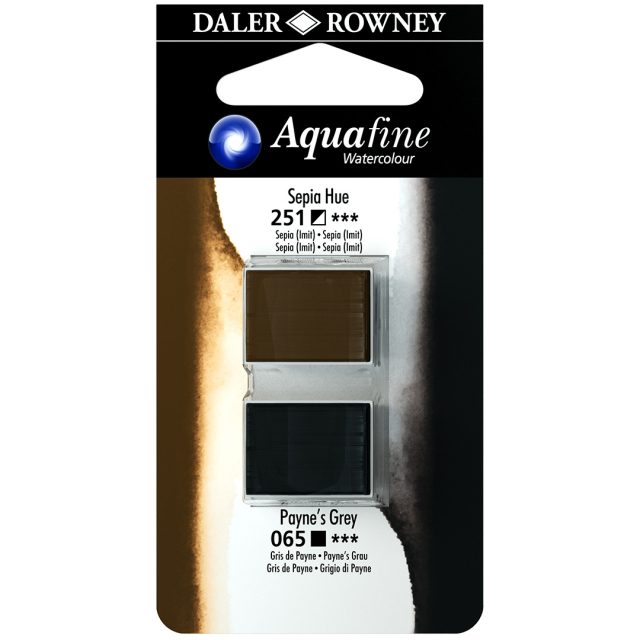 Aquarelle Half-pan Duo Sepia Hue/Paynes Grey