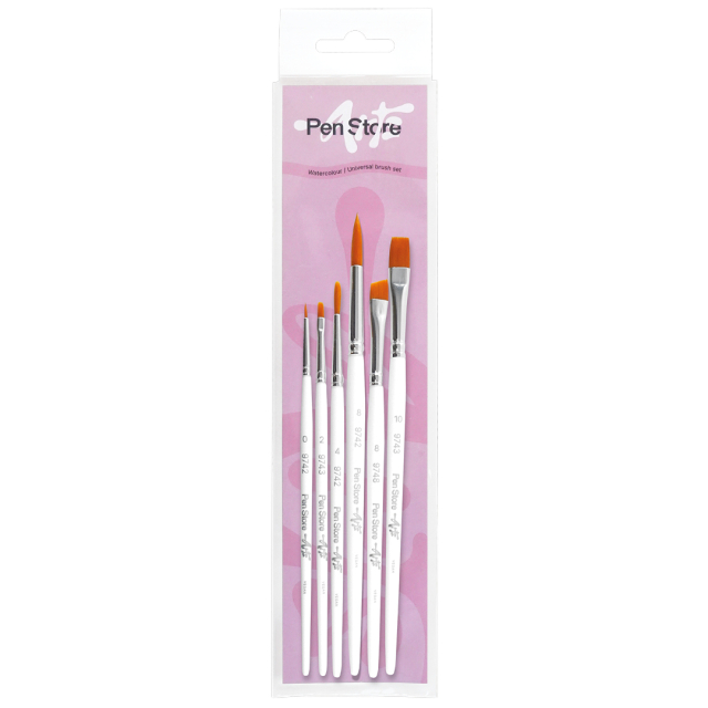 Pinceaux synthétiques Aquarelle/Universel Set de 6