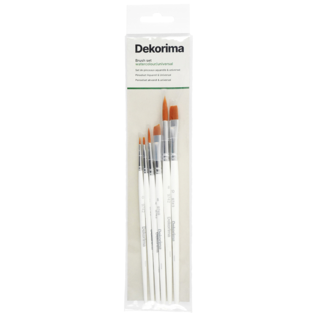 Pinceaux synthétiques Aquarelle/Universel Set de 6