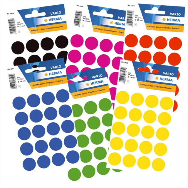 Étiquettes universelles Ø19mm 100 pcs