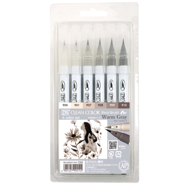 Clean Color Real Brush set Lot de 6 Warm Gray