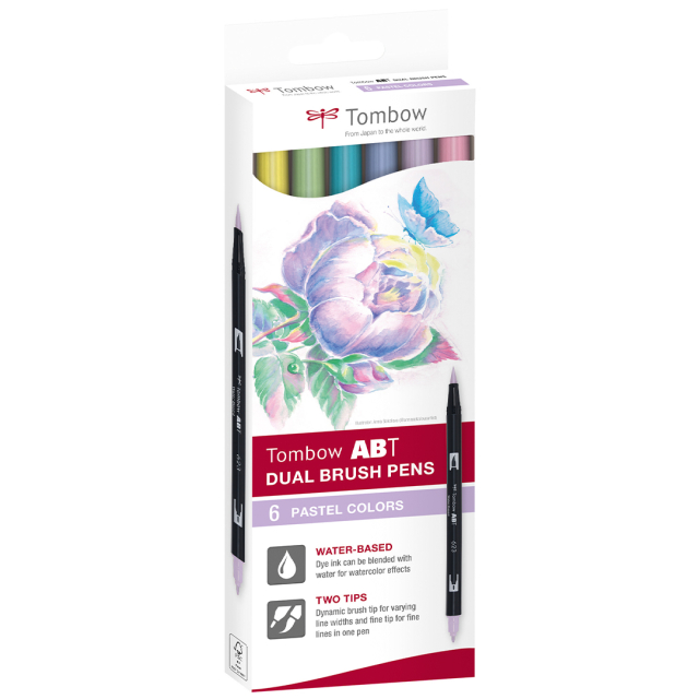 ABT Dual Brush pen  Lot de 6 Pastel