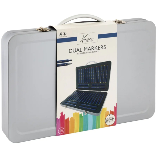 Dual-tip Markers dans une boîte en métal Lot de 36