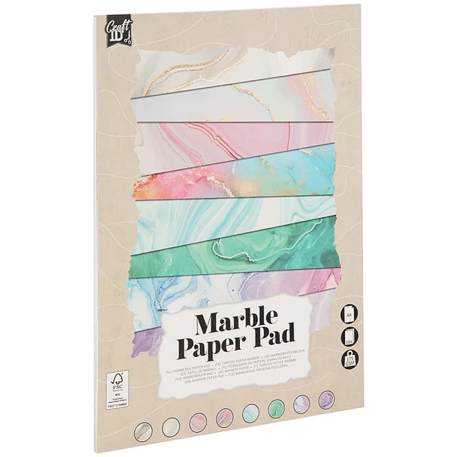 Papier marbré A4 175g 16 feuilles