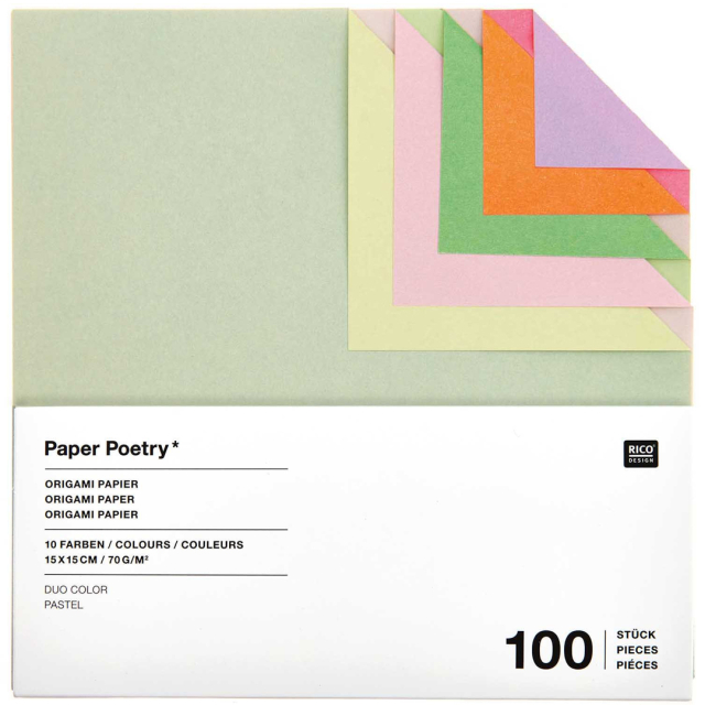 Papier Origami Duo Colour Pastel 15x15 cm 100 feuilles