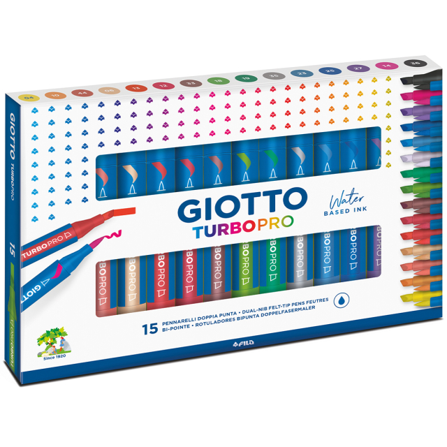 Turbo Pro Dual Tip Marker Pen Ensemble de 15