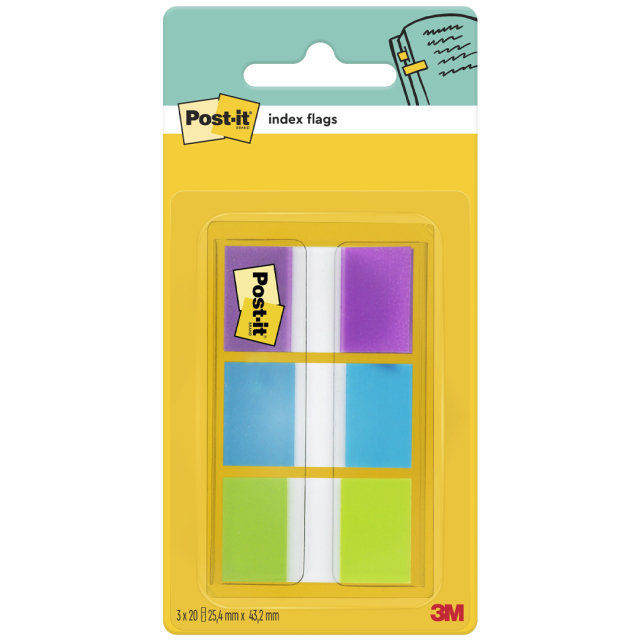 Post-it Index Tabs 25,4x43,2 mm 3 couleurs
