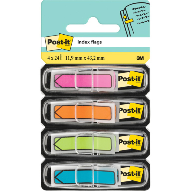 Onglets Index Post-it Flèche 11,9×43,2 mm 4 couleurs fluo