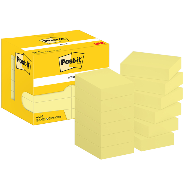 Post‑it 38×51 jaune pack de 12