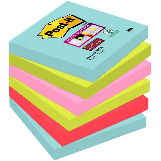 Post-it Super Sticky 76x76 Mélange de couleurs Cosmic pack de 6