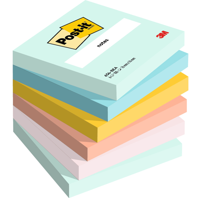 Post-it 76x76 Mélange de couleurs Beachside pack de 6