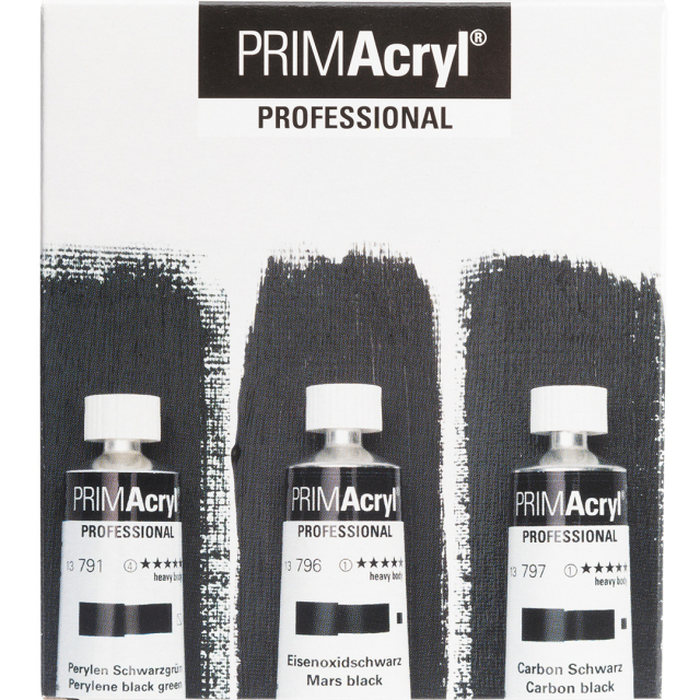 PRIMAcryl Peinture acrylique 35 ml Noir ensemble de 3