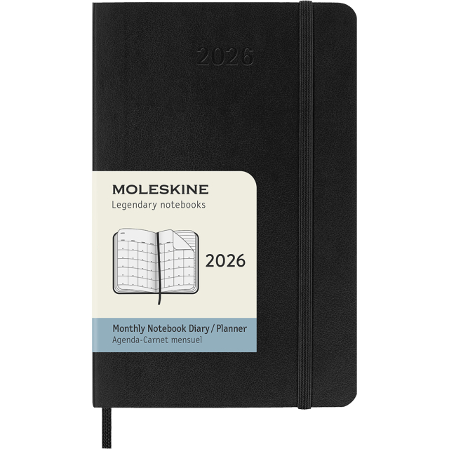 Calendrier 12M Monthly 2026 Softcover Pocket Black